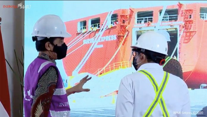 Presiden Joko Widodo meresmikan Pelabuhan Internasional Patimban, secara virtual, Minggu, 20/12/2020. (dok. setkab.go.id)