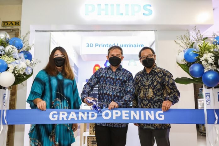 showroom luminer cetak 3D Signify di Plaza Kenari