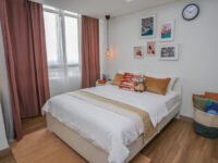 Kamar tidur di Apartemen Skandinavia