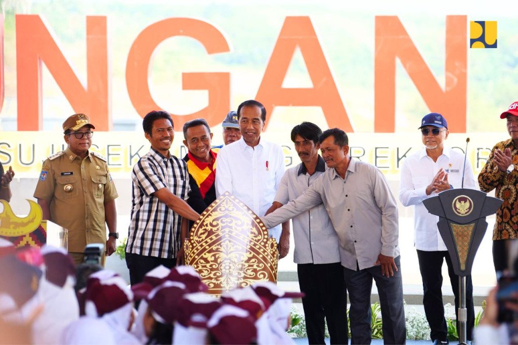 Presiden Joko Widodo meresmikan Bendungan Margatiga di Kabupaten Lampung Timur