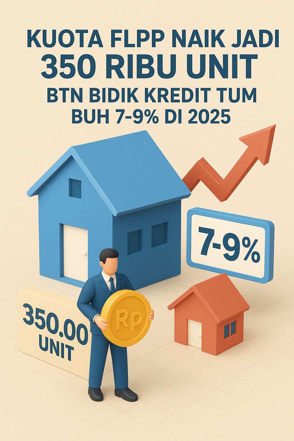 Ilustrasi 3D kuota FLPP naik 350 ribu unit dan target pertumbuhan kredit BTN 7-9 persen tahun 2025