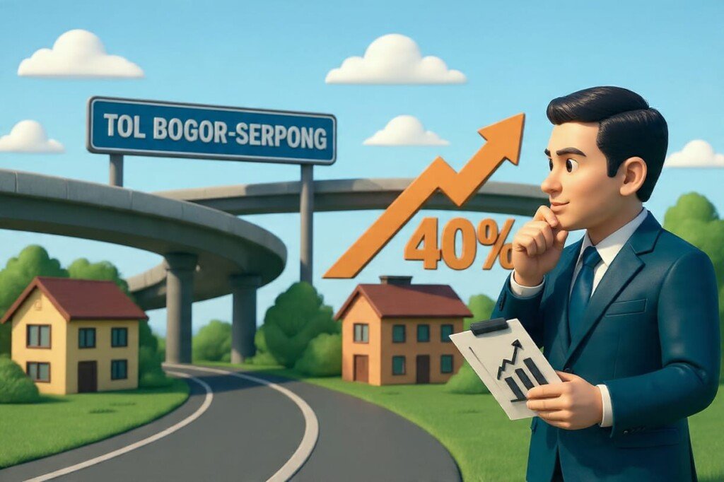 Ilustrasi pembangunan Tol Bogor-Serpong yang memicu lonjakan harga lahan hingga 40 persen dan mengubah strategi pengembang properti di kawasan Jabodetabek selatan.