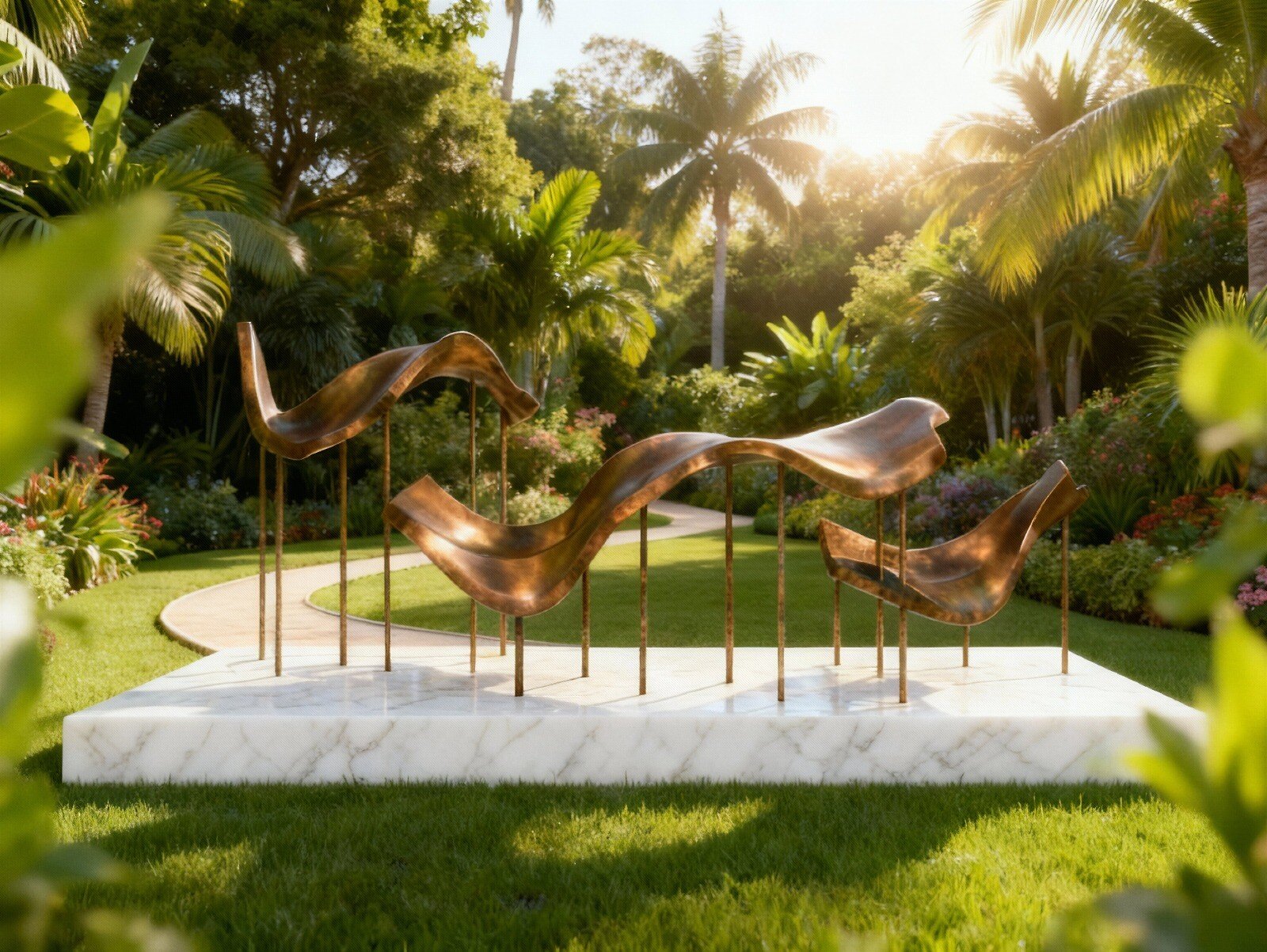 Patung Dance with the Wind karya Teguh Ostenrik di taman Savyavasa