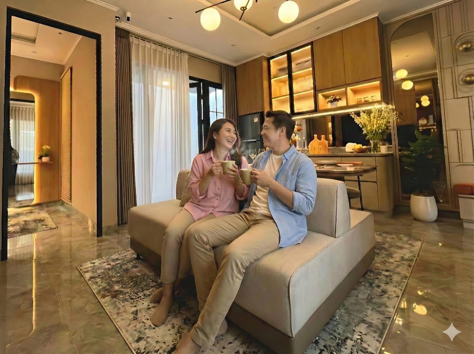 Interior ruang keluarga Cluster Conifera Metland Menteng