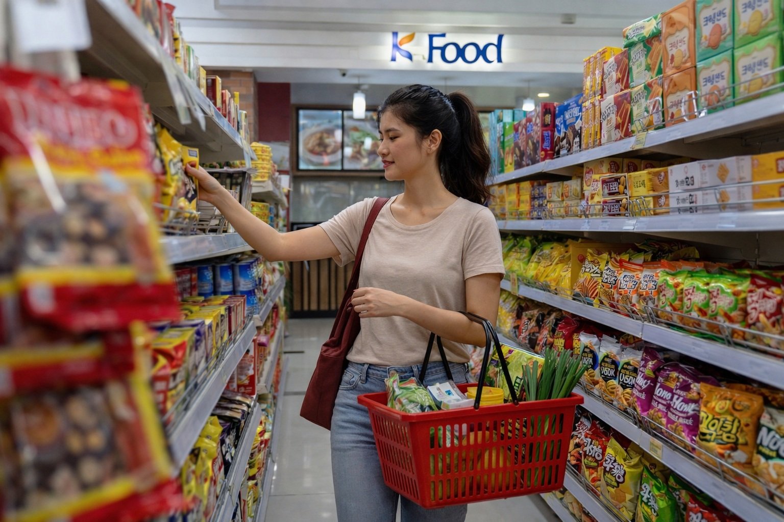 Supermarket dengan produk makanan Korea di kawasan Dharmawangsa Jakarta Selatan