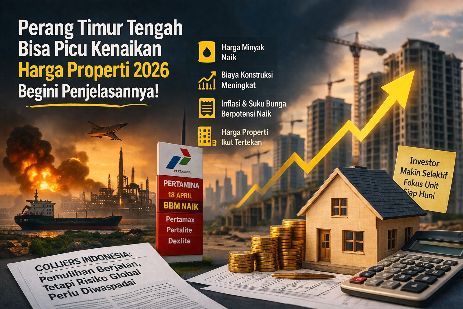 Infografis dampak perang Timur Tengah ke properti