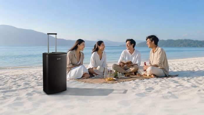 sharp-saspro-series-speaker-portable-outdoor-pantai Sharp SASPro Series professional portable speaker
