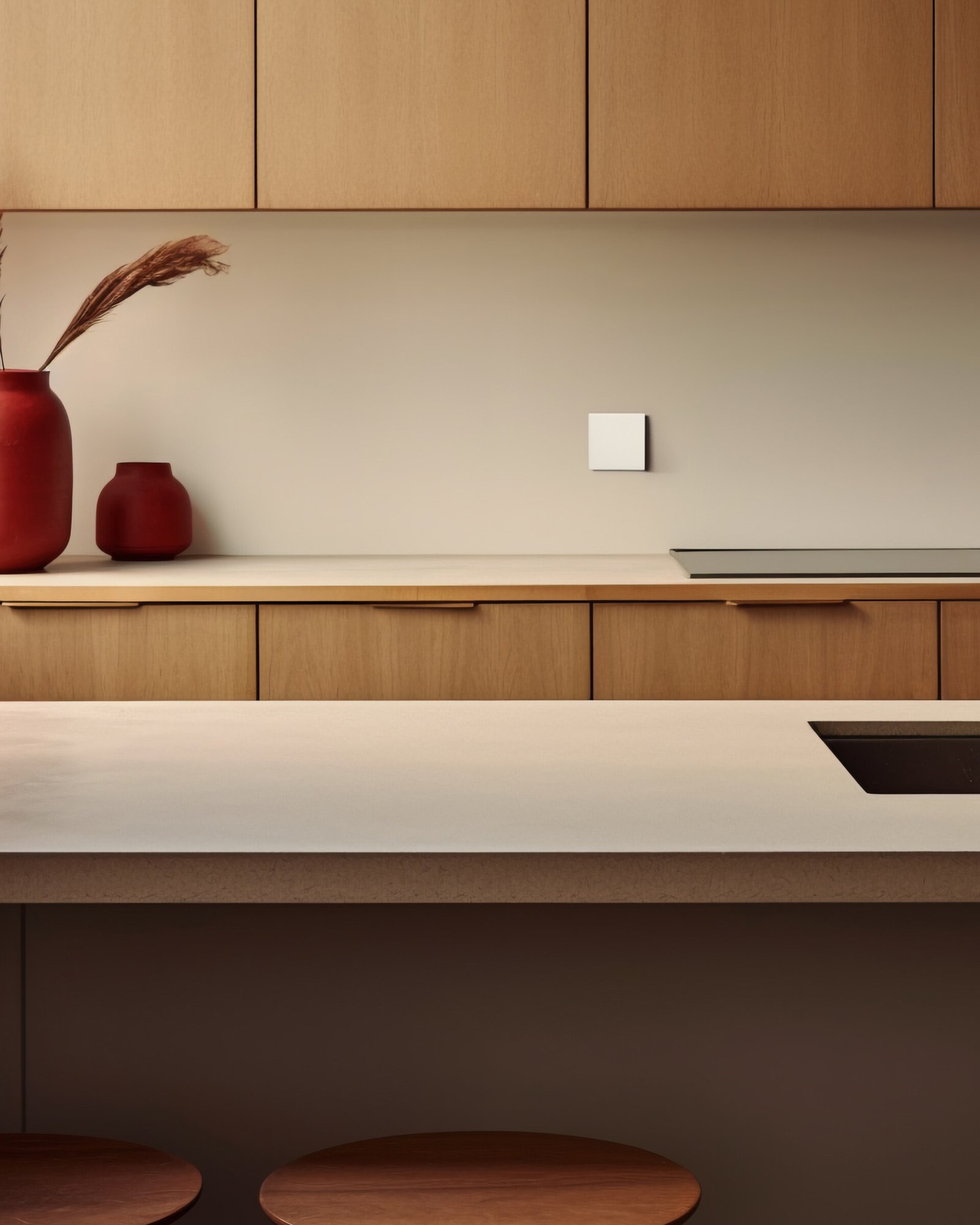 Vivace E Schneider Electric warna putih terpasang pada dapur modern minimalis dengan desain clean look yang menyatu dengan interior rumah.