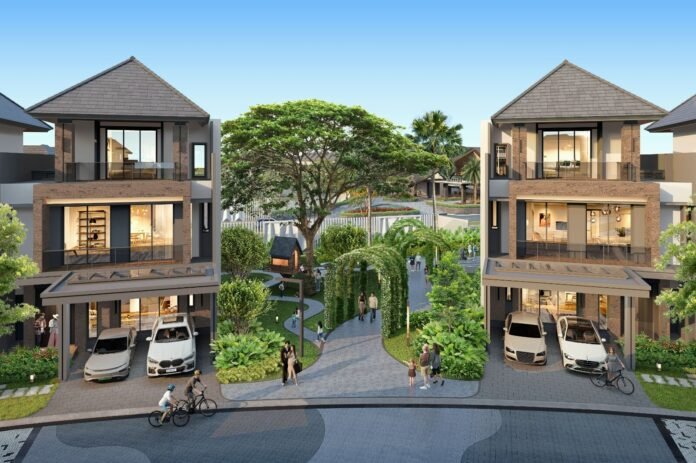 pedestrian hijau dan area taman di klaster Matera Lakeside Gading Serpong