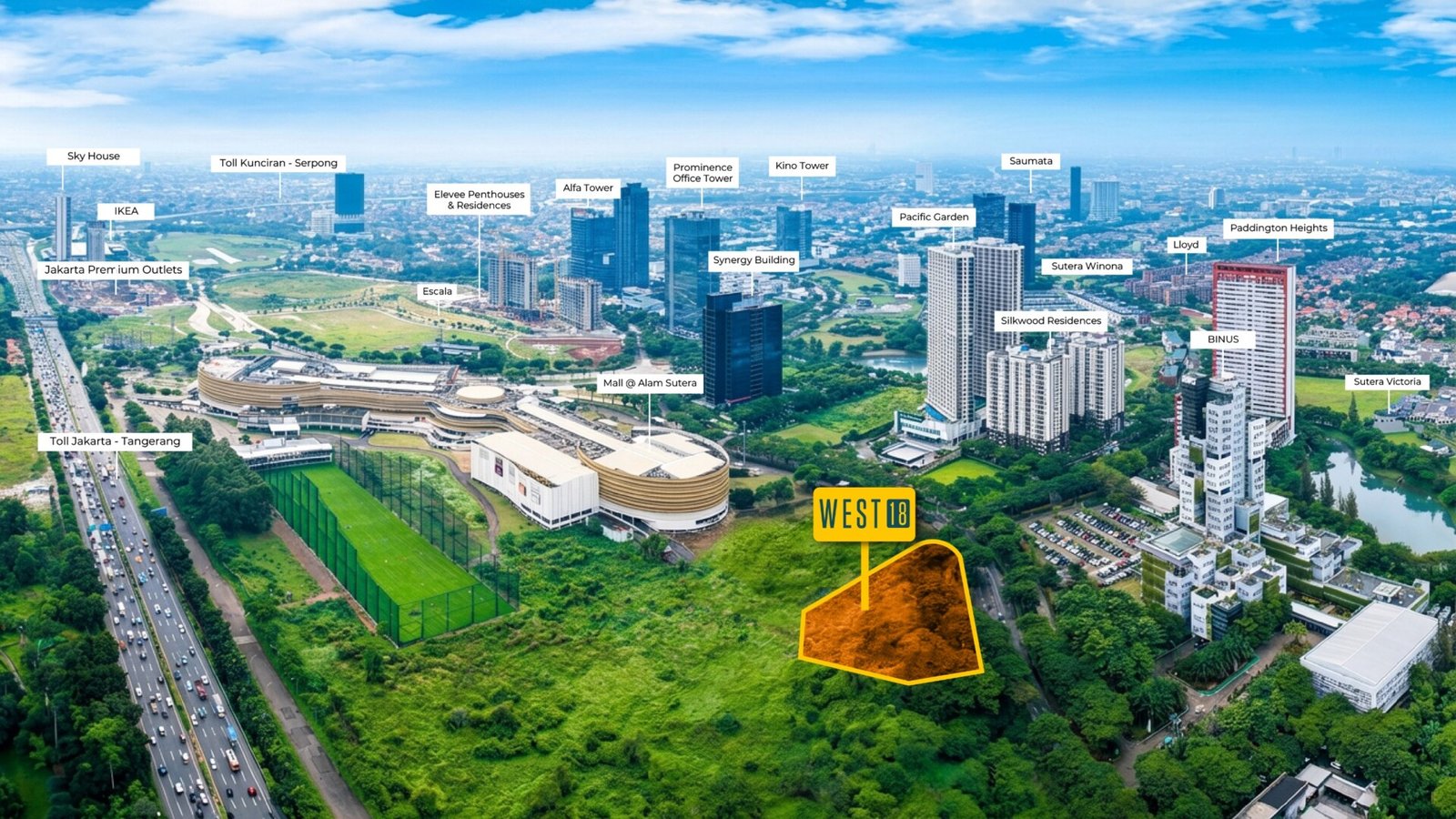ruko WEST 18 Alam Sutera berada di lokasi strategis dekat BINUS Alam Sutera