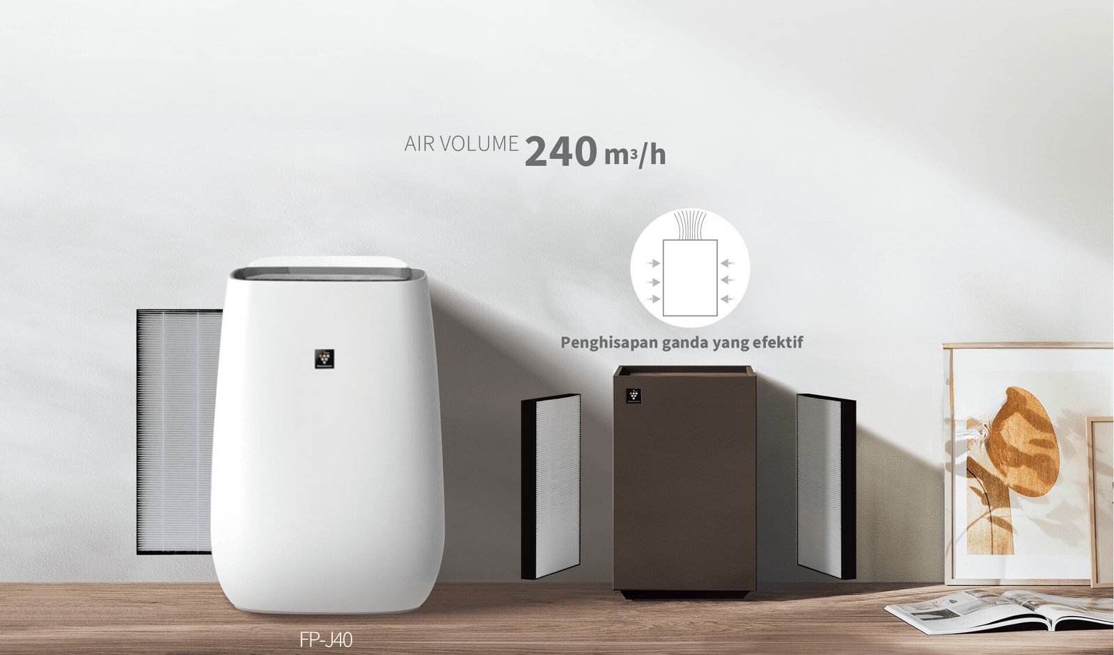 Air purifier Sharp dengan teknologi filtrasi dan sistem Double Suction untuk menjaga kualitas udara indoor pada hunian modern.