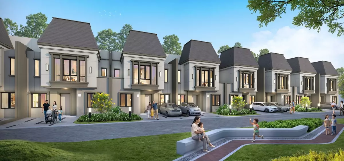 rumah dua lantai bergaya American Classic di Klaster Mimosa Paramount Petals Tangerang