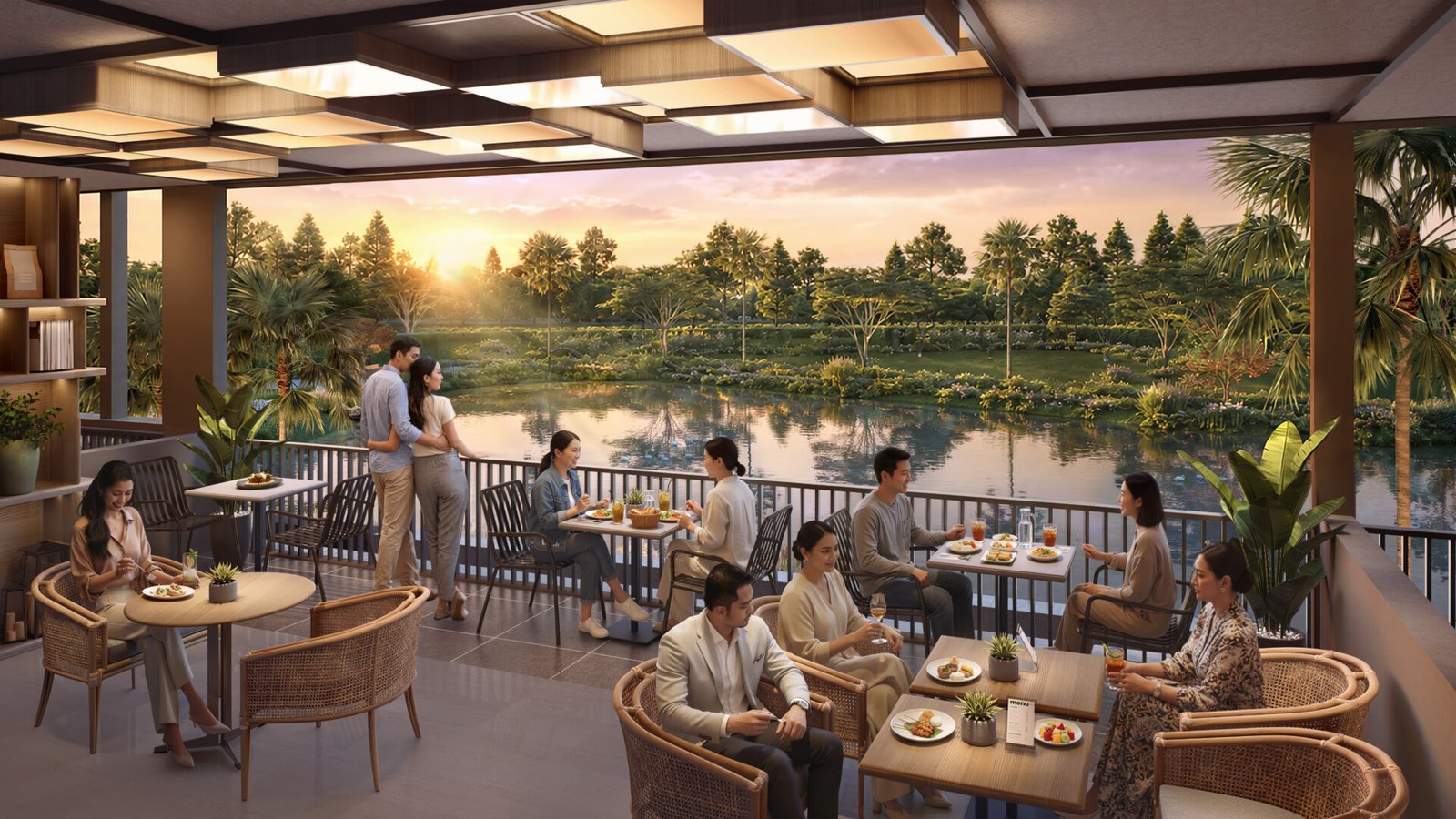 Private lakeview balcony West Lakeside BSD City dengan pemandangan danau dan area hijau