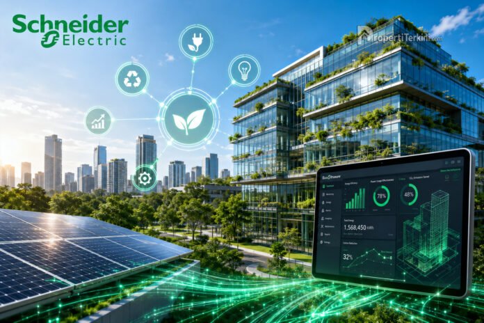 bangunan hijau modern dengan teknologi digital Schneider Electric