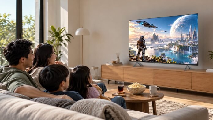 sharp tv 4k jj5000i untuk pengalaman menonton bersama keluarga Sharp TV 4K JJ5000I menghadirkan pengalaman menonton film bersama keluarga dengan kualitas gambar 4K.