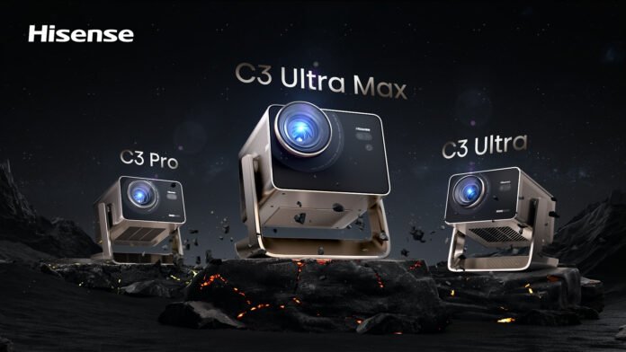 Jajaran proyektor Hisense C3 Series meliputi model C3 Pro, C3 Ultra Max, dan C3 Ultra untuk pengalaman home cinema
