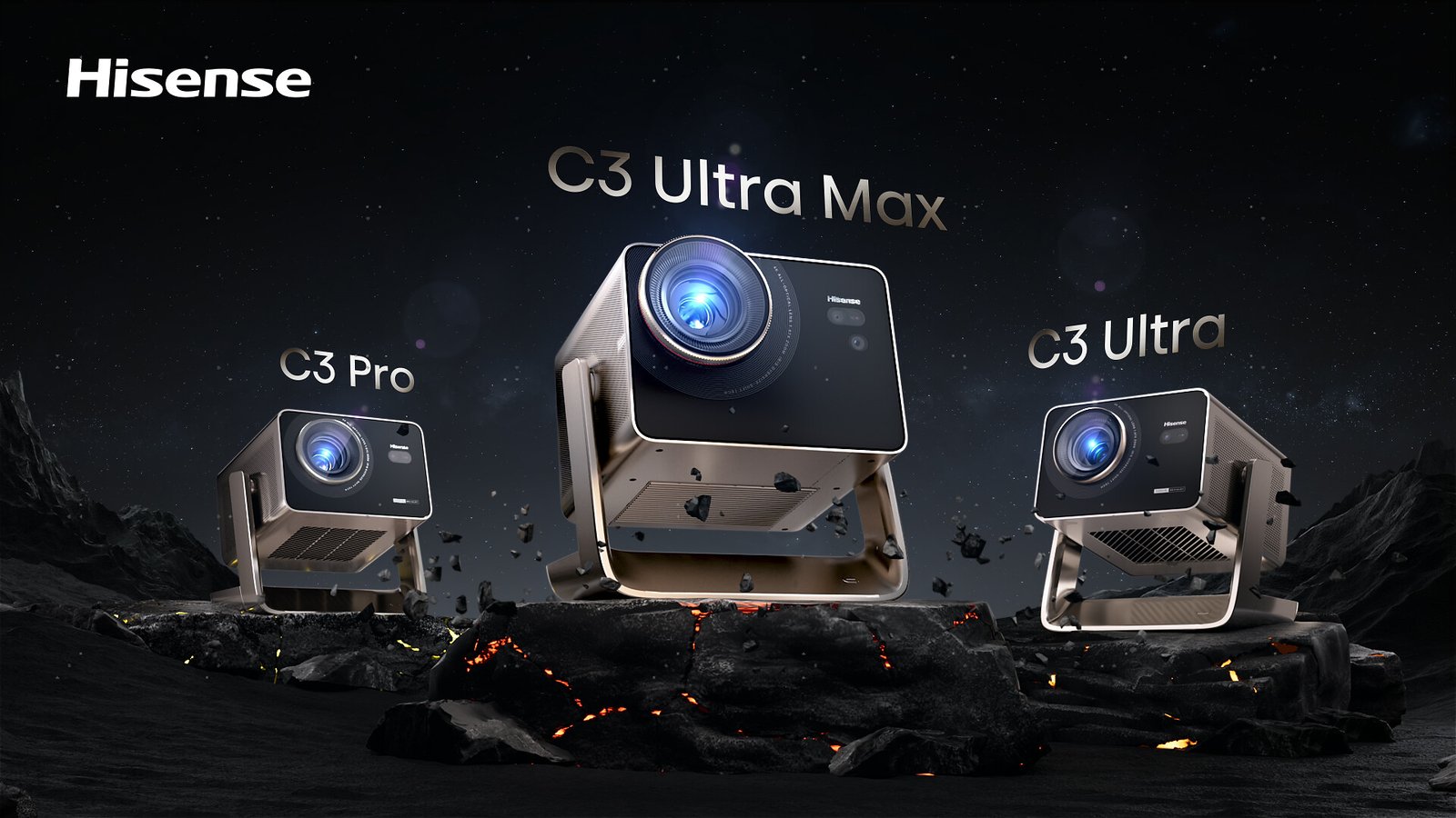 Jajaran proyektor Hisense C3 Series meliputi model C3 Pro, C3 Ultra Max, dan C3 Ultra untuk pengalaman home cinema