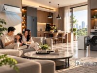 Sharp hunian modern dengan perangkat elektronik yang memadukan desain interior, kenyamanan, dan efisiensi energi