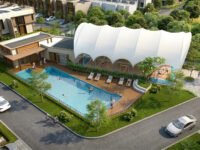fasilitas sport lounge kolam renang dan padel court di cluster ryil sutera rasuna