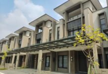 Fasad rumah Modern Art Deco di klaster Grand Pasadena Village Paramount Gading Serpong