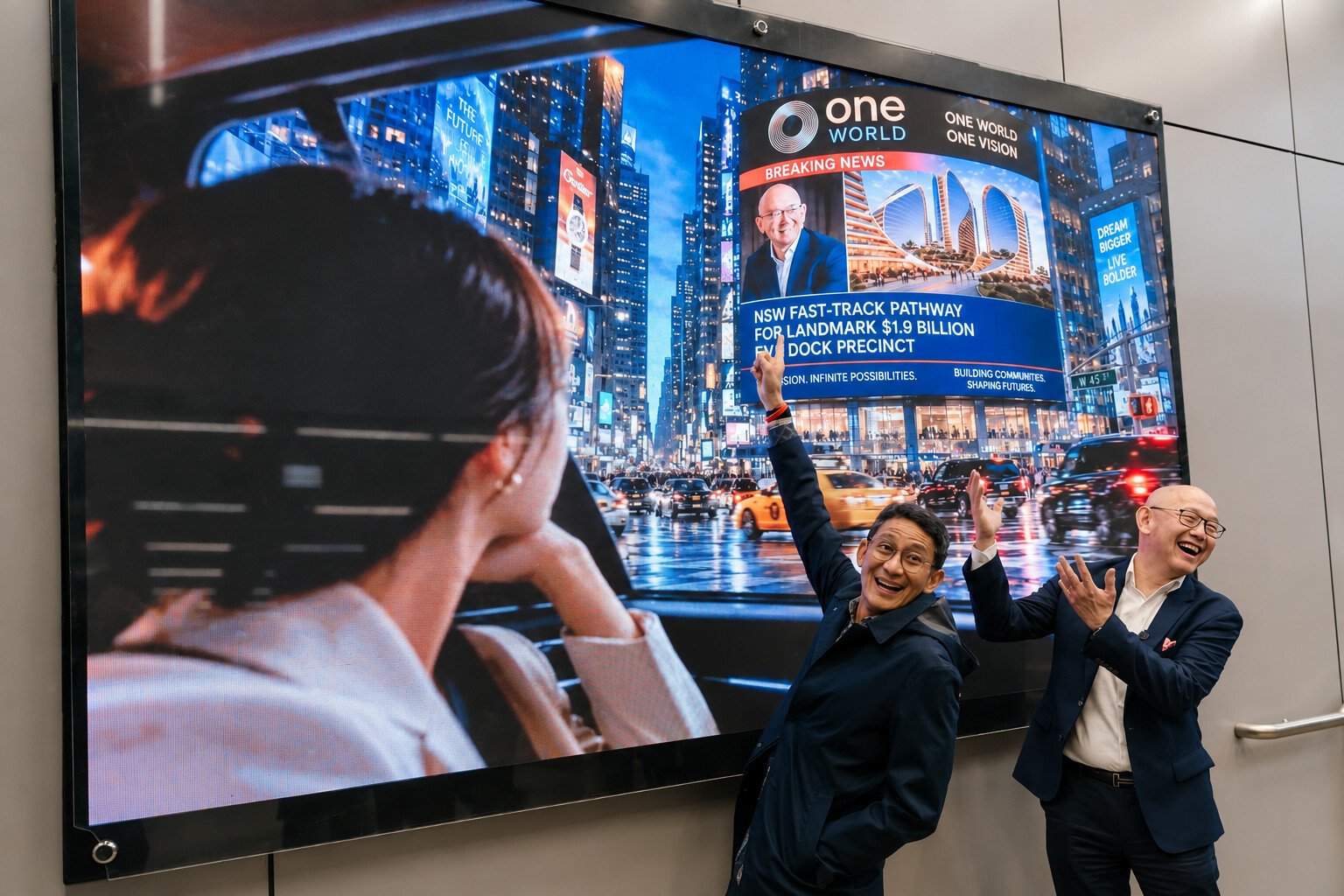 investasi property Sydney Iwan Sunito dan Sandiaga Uno di depan layar proyek One Global Capital