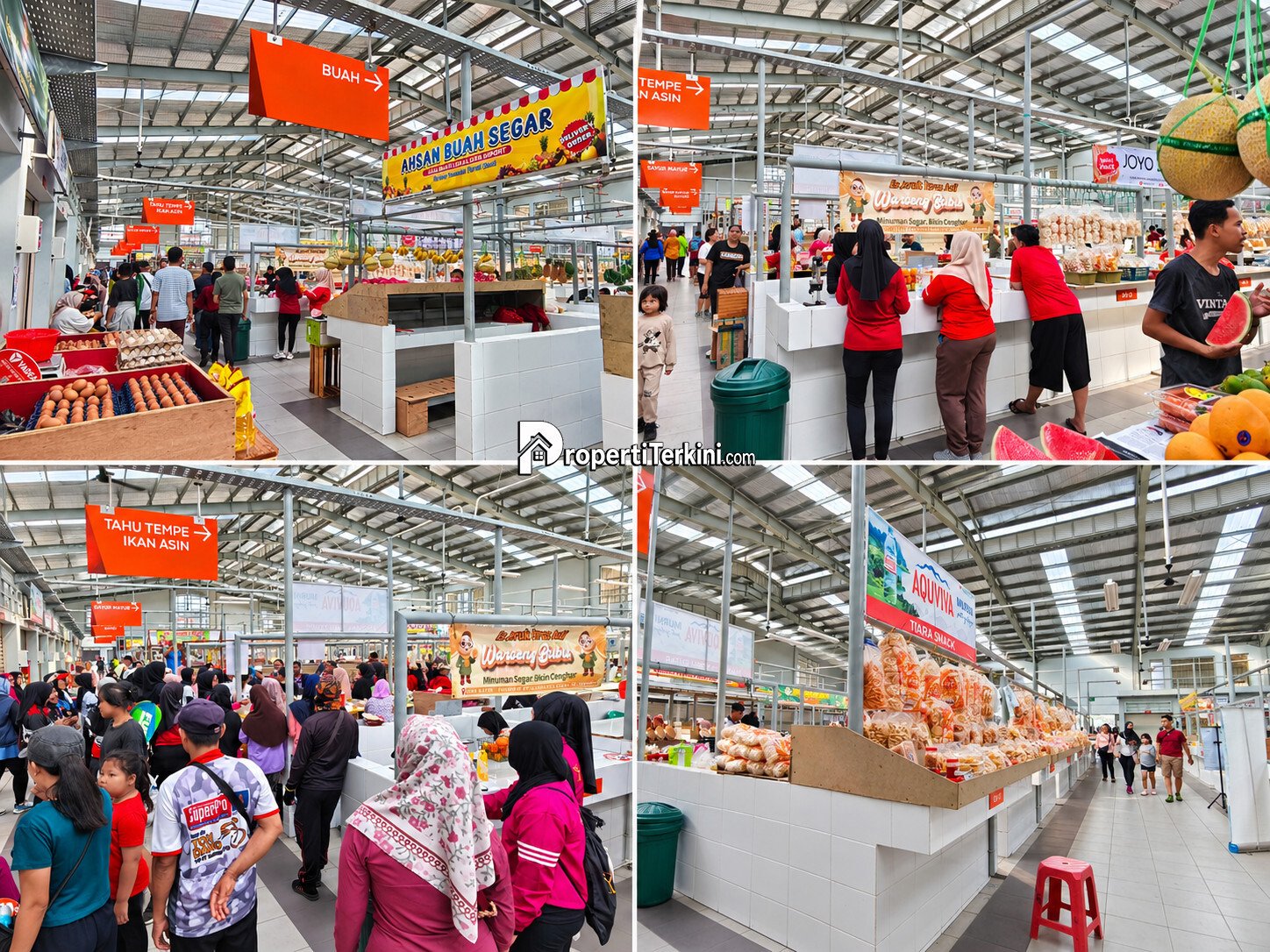 Kolase aktivitas pembeli dan pedagang UMKM di area Pasar Modern Paramount Petals