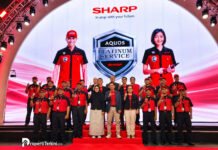 Manajemen dan tim teknisi layanan konsumen Sharp Indonesia meluncurkan AQUOS Platinum Service