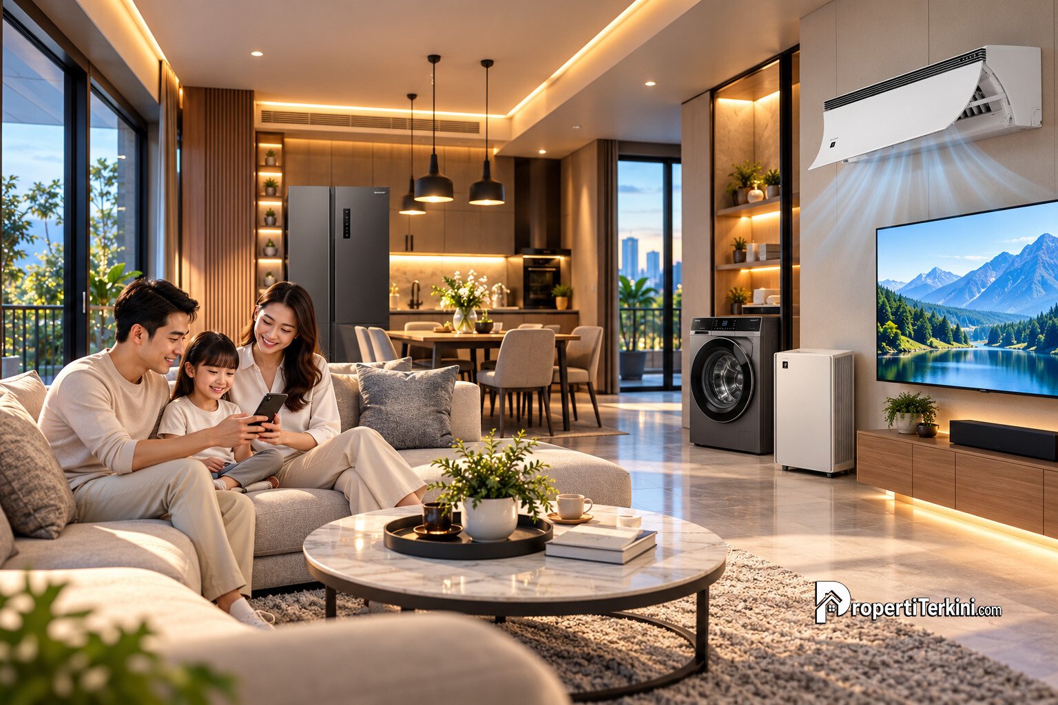Sharp Smart Home dengan perangkat elektronik terkoneksi dalam ekosistem rumah modern