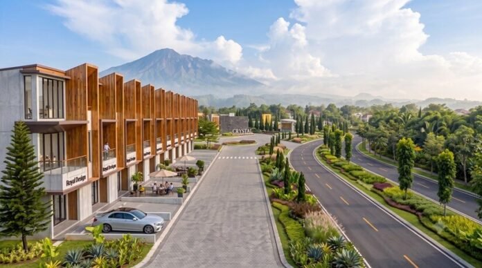 crystal loft royal tajur eksterior boulevard Crystal Loft Royal Tajur dengan bangunan bertingkat dan boulevard di kawasan Kota Bogor
