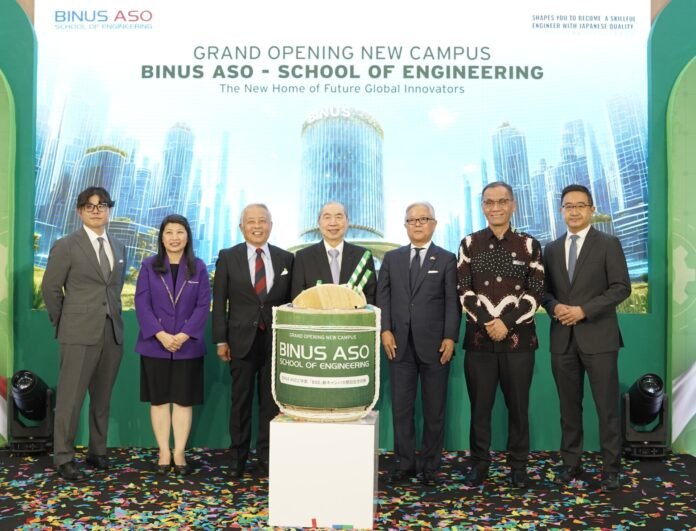 binus aso bsd city peresmian kampus kek etki banten Peresmian kampus BINUS ASO BSD City di KEK ETKI Banten oleh perwakilan BINUS University, ASO College Group Japan, dan pejabat pemerintah pada 19 Oktober 2026.