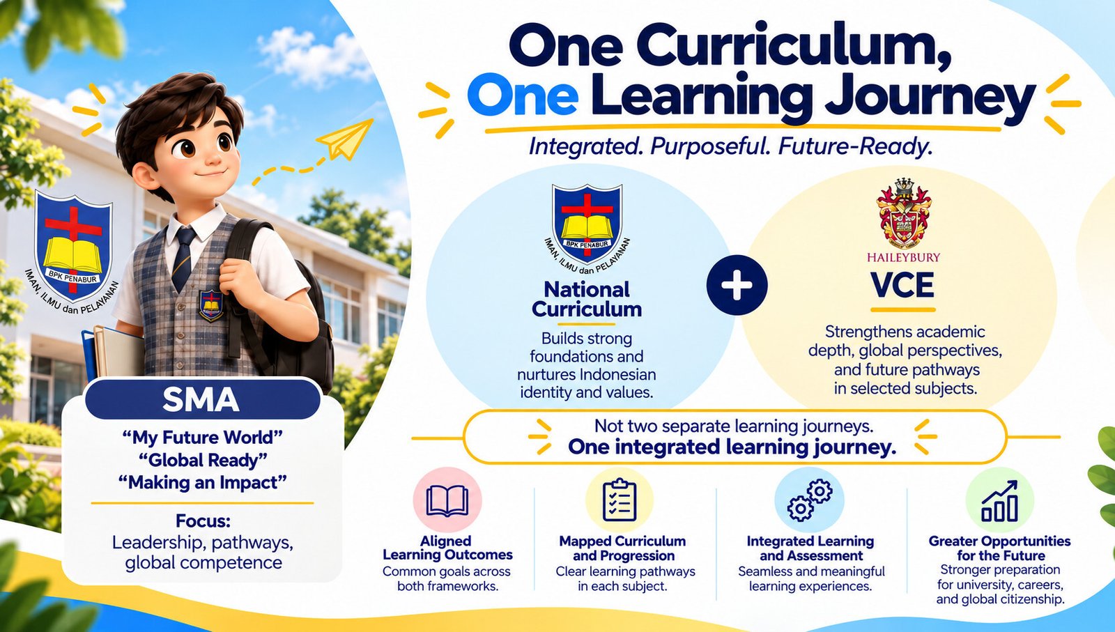 Infografis skema program VCE dual certification BPK PENABUR Sentul City dan Haileybury Australia