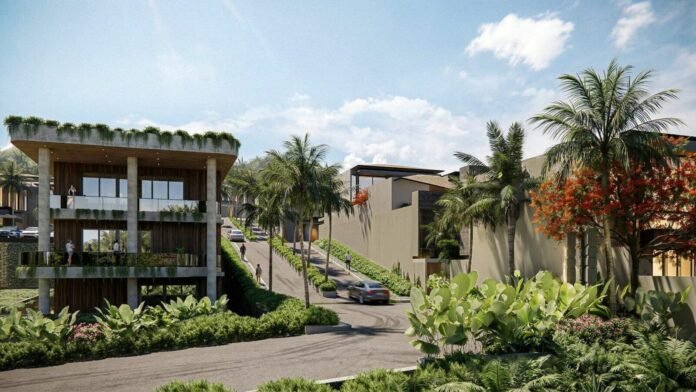 kso kana hills ungasan kawasan vila eksklusif bali selatan Visualisasi kawasan vila eksklusif KSO KANA Hills Ungasan dengan desain arsitektur modern dan lanskap tropis di Bali Selatan.