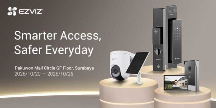 smart-lock-ezviz-surabaya-pakuwon-mall Rangkaian produk smart lock EZVIZ, kamera CCTV outdoor, dan video doorbell pada pameran di Pakuwon Mall Surabaya
