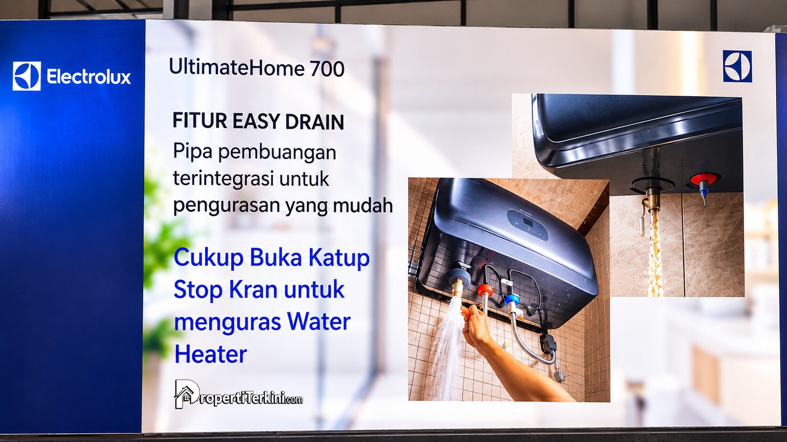 fitur water heater electrolux: Easy Drain pada Electrolux UltimateHome Series sebagai satu satunya water heater yang bisa dikuras sendiri cukup buka katup stop kran